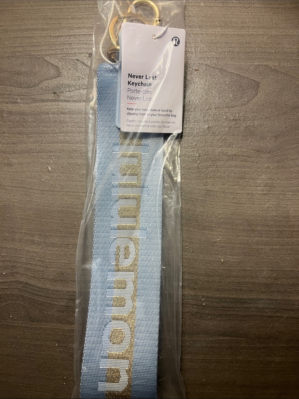 NeverLost Keychain Strap in Light Blue & Gold